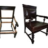 Renovace starožitné židle s područkami.
